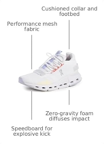 On Women's Cloudnova Sneakers, White/Glacier, 5 Medium US