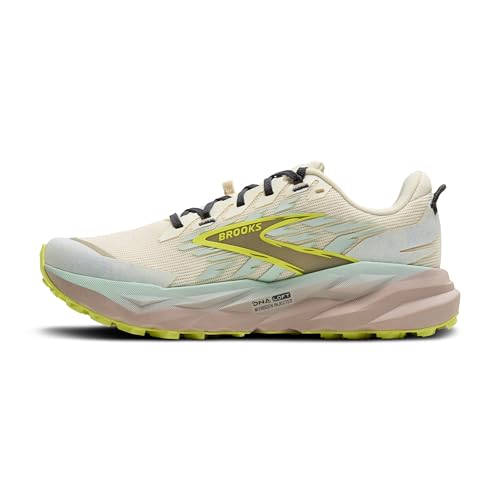 Brooks Women’s Cascadia 19 Mountain Trail Running Shoe - Coconut/Misty Blue/Ebony - 8 Medium