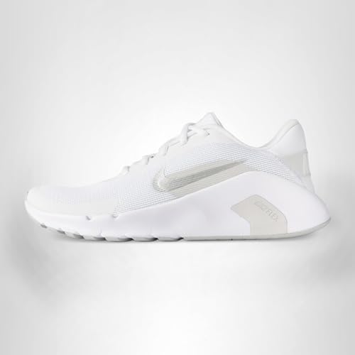 Nike Women's Flex Train Training/Workout Shoes, White/Metallic Silver-Photon Dust, 8