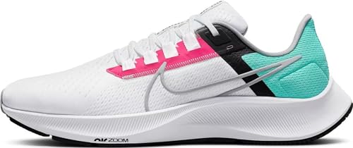 Nike Air Zoom Pegasus 38 Mens Running Trainers CW7356 Sneakers Shoes, White Wolf Grey Hyper Pink 102, 10.5