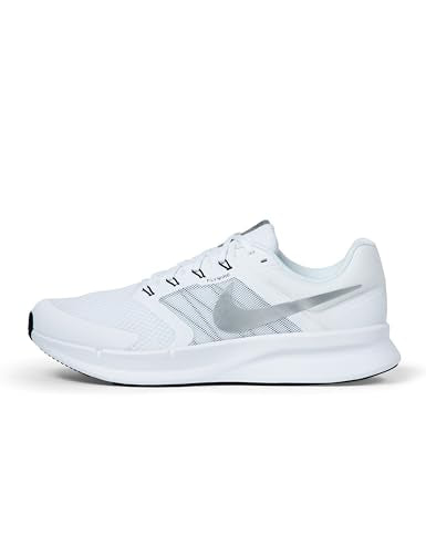 Nike Men's Run Swift 3 Road Running Shoes, White/Metallic Silver-Football Grey, 12