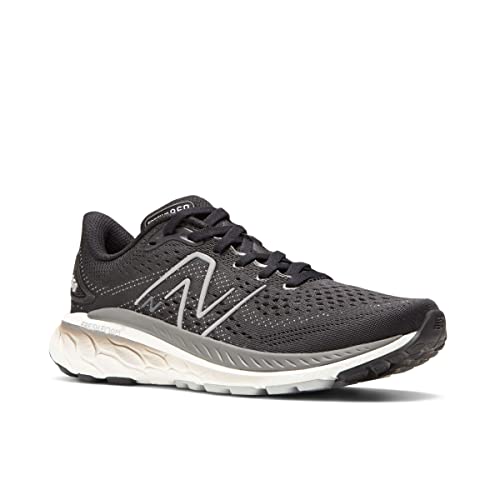 New Balance Women's Fresh Foam X 860 V13, Black/White/Castlerock, 8.5 Narrow