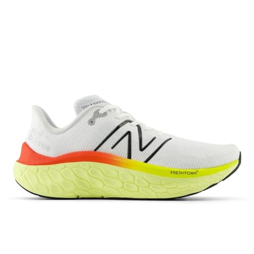 New Balance Men's Fresh Foam X Kaiha Road V1 Running Shoe, White/Black/Neo Flame, 12