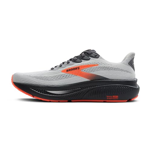 Brooks Men’s Ghost 17 Neutral Running Shoe - Oyster Mushroom/Orange/Ebony - 14 Narrow