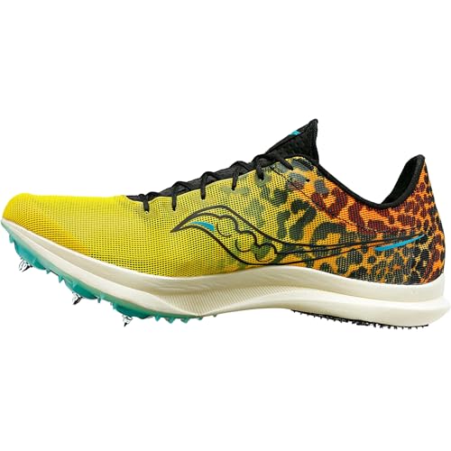 Saucony Men's Endorphin Cheetah Middle Distance Carbon Plated Track Spike, Black/Vizi, 8.5