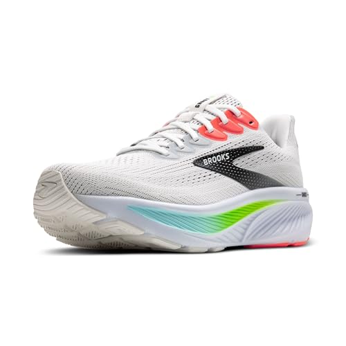 Brooks Men’s Ghost 17 Neutral Running Shoe - White/Pink Clay/Gecko - 11 Medium