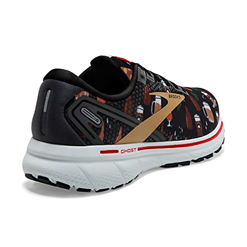 Brooks Women's Ghost 14 Neutral Running Shoe - Black/White/Fiery Red - 12 Medium