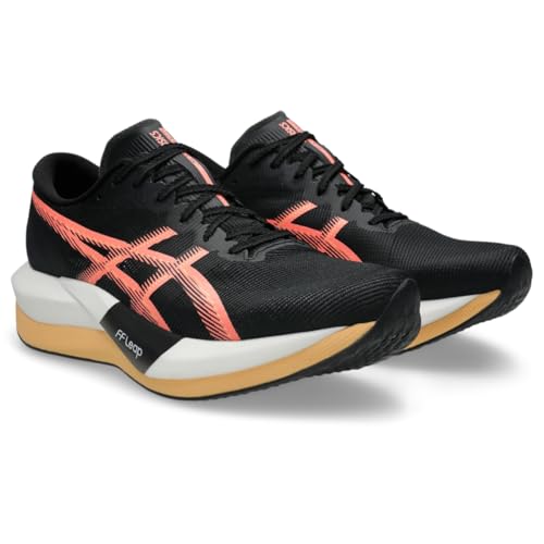 ASICS Unisex Magic Speed 5 Running Shoes, 10.5M / 12W, Black/Sun Coral