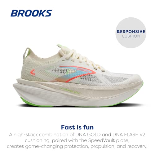 Brooks Women's Hyperion Max 3 Neutral Running Shoe - Coconut/Green Gecko/Pink Clay - 9 Medium