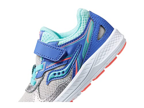 Saucony Baby Girl's Cohesion 14 A/C (Toddler) Silver/Periwinkle/Turquoise 7 Toddler M
