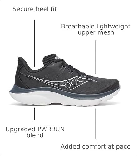 Saucony Women's Kinvara 16 Sneaker, Black/White, 8