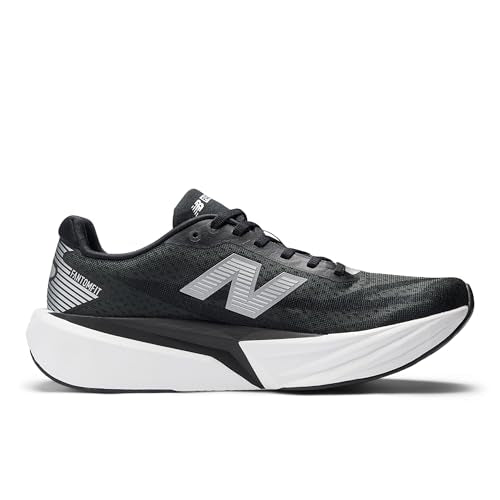 New Balance Men's FuelCell Rebel V5 Running Shoe, Black/Silver Metallic/White, 10 M