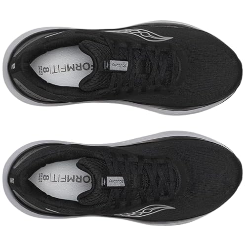 Saucony Women's Echelon 10 Sneaker, Black/Silver, 7 Extra Wide