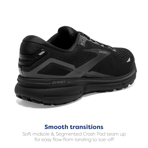 Brooks Women's Ghost 15 Neutral Running Shoe - Black/Black/Ebony - 5 Wide