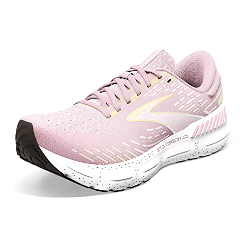 Brooks Women's Glycerin GTS 20 Supportive Running Shoe - Pink/Yellow/White - 6 Medium