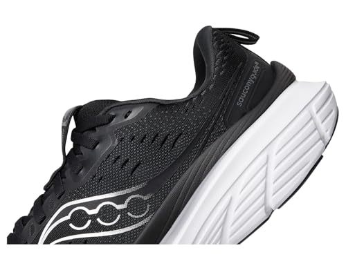 Saucony Women's Guide 18 Sneaker, Black/White, 12 Wide