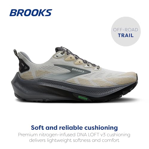 Brooks Men's Ghost Trail, Off-Road Running Shoe for Rugged Terrain - Gray/Gray/Bleached Sand - 12 Medium