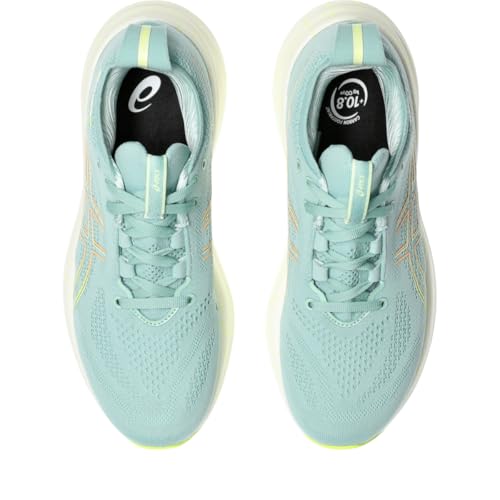 ASICS Women's Gel-Nimbus 26 Running Shoes, 11, Light Celadon/Safety Yellow