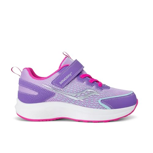Saucony Cohesion FST (Little Big Kid) Sneaker, Purple/Pink, 5 Wide US Unisex
