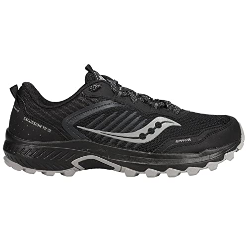 Saucony Men's Excursion TR15 Trail Running Shoe, Black/Shadow, 12