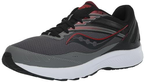 Saucony Men's Cohesion 15 Sneaker, Charcoal/Red, 10.5
