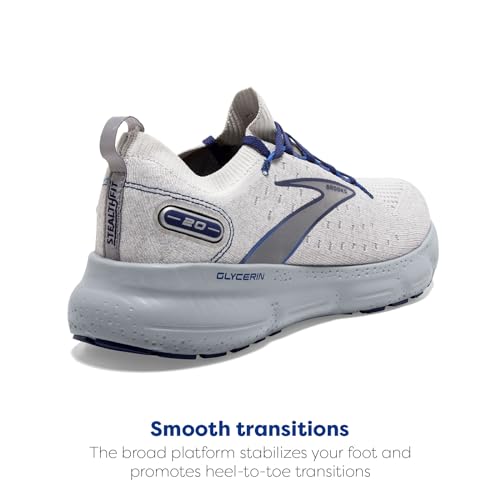 Brooks Men’s Glycerin StealthFit 20 Neutral Running Shoe - Oyster/Alloy/Blue Depths - 7 Medium