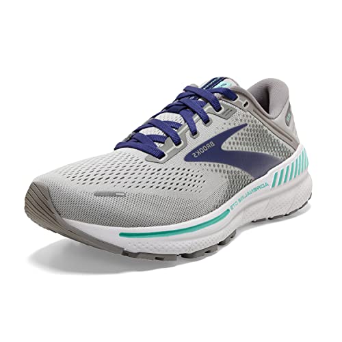 Brooks Women's Adrenaline GTS 22 Supportive Running Shoe - Alloy/Blue/Green - 6 Narrow