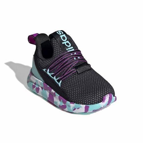 adidas Unisex-Baby Lite Racer Adapt 7.0, Black/Purple Burst/Flash Aqua, 8.5