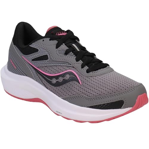 Saucony Women's Cohesion 16 Sneaker, Charcoal/Petal, 7.5 Wide