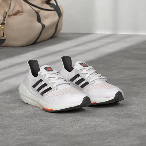 Adidas Men's Ultraboost 21, White/Black/Solar Red, 8.5