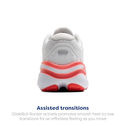 Brooks Women’s Ghost Max 2 Neutral Running & Walking Shoe - White/Hot Coral - 6 Medium
