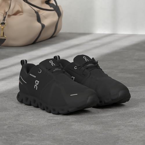 On Women's Cloud 5 Waterproof Sneakers, All Black, 6 Medium US