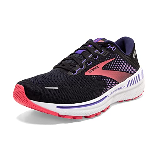 Brooks Adrenaline Gts Women's 22 Lighter Cushion Body Supprt Trainers, Black Purple Coral, 8 US
