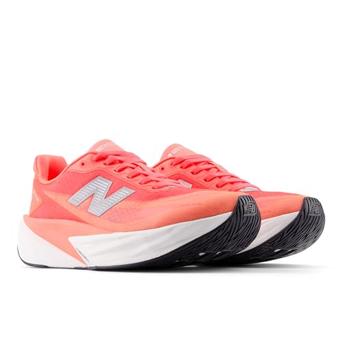 New Balance Women's FuelCell Rebel V5 Running Shoe, Urgent Red/White/Silver Metallic, 7.5 M