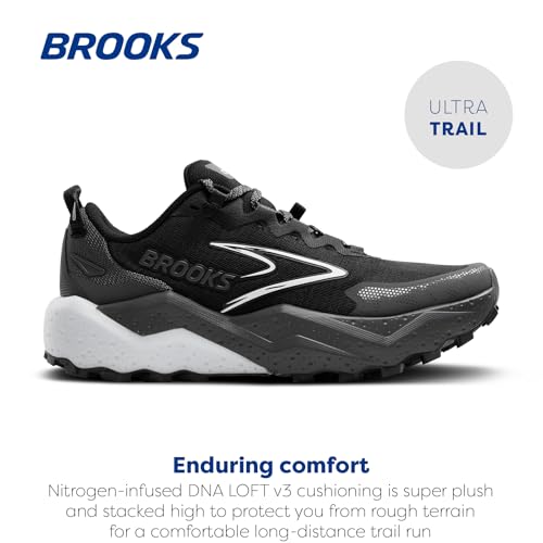 Brooks Men’s Caldera 8 Ultra Trail Running Shoe - Black/Blackened Pearl/White - 10.5 Medium