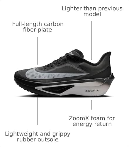 Nike Zoom Fly 6 Men's Road Running Shoe FN8454, Black White Lt Smoke Grey, 9 US