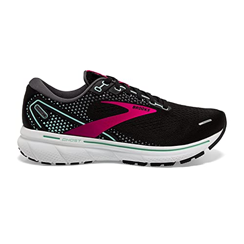 Brooks Women's Ghost 14 Neutral Running Shoe - Black/Pink/Yucca - 5 Medium