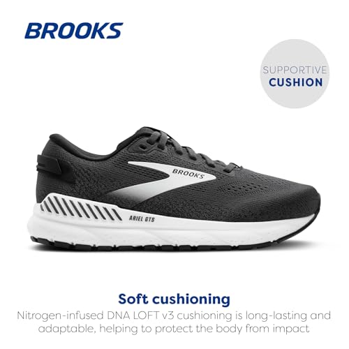 Brooks Women’s Ariel GTS 24 Supportive Running & Walking Shoe - Ebony/Black/White - 7 Medium
