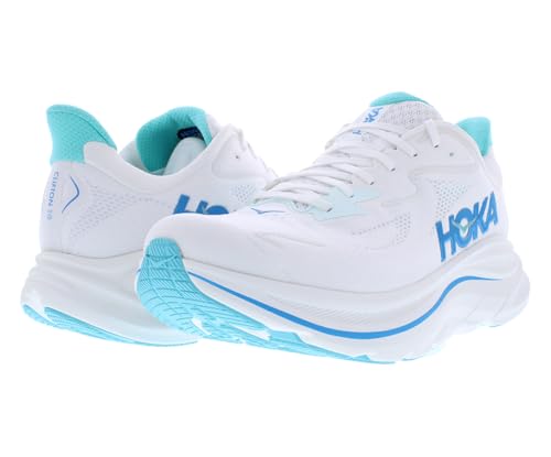 HOKA Clifton 10 Mens Shoes Size 10, Color: White/Skyward Blue - alternate view 3