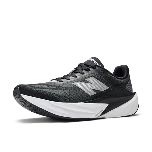 New Balance Men's FuelCell Rebel V5 Running Shoe, Black/Silver Metallic/White, 10 M