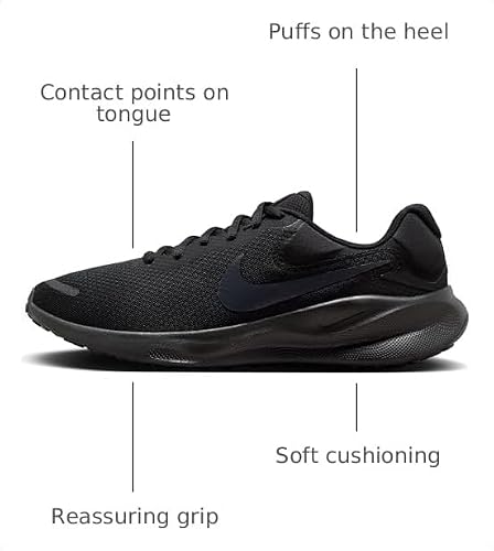 Nike Revolution 7 Running Shoes Men, Black/White, 12