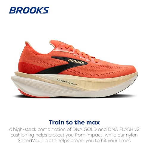 Brooks Men’s Hyperion Max 4 Neutral Running Shoe - Tigerlily/Wood Ash/Black - 12 Medium