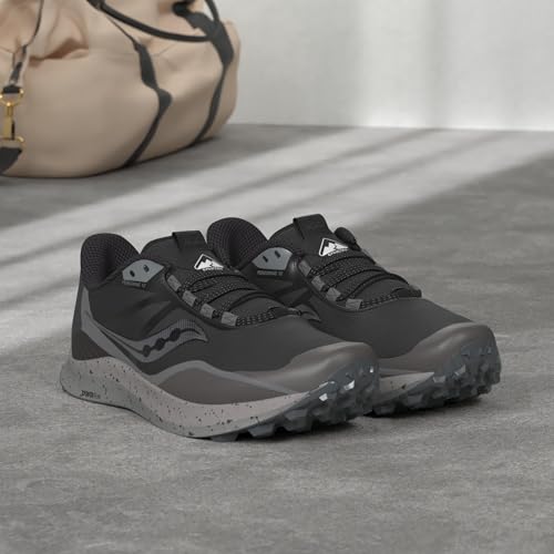 Saucony Women's Peregrine 12 Running Shoe, Black/Charcoal, 7.5 US