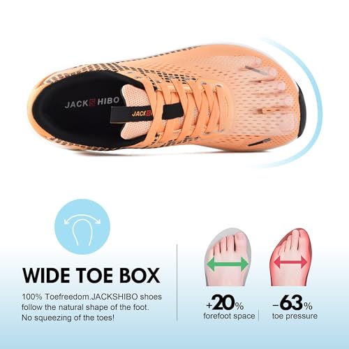 JACKSHIBO Wide Toe Box Shoes Women Arch Support Zero Drop Wide Sneakers