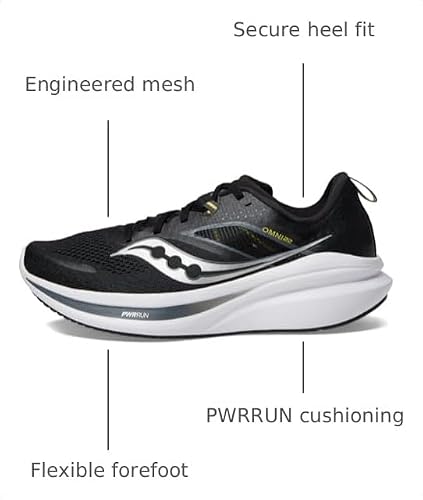 Saucony Men's Omni 22 Sneaker, Black/White, 11