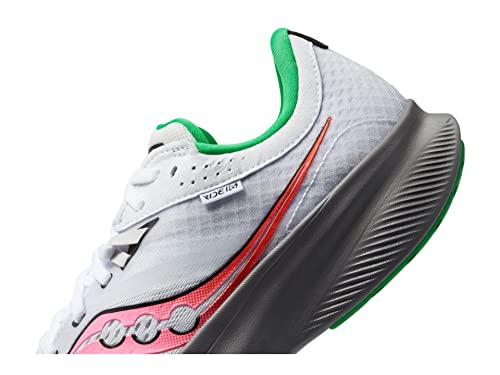 Saucony Women's Ride 16 Sneaker, White/Gravel, 10