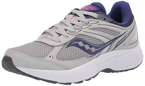 Saucony Women's Cohesion 14 Road Running Shoe, Grey/Purple, 7