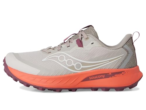 Saucony Women's Peregrine 15 Sneaker, Oat/Salmon, 8