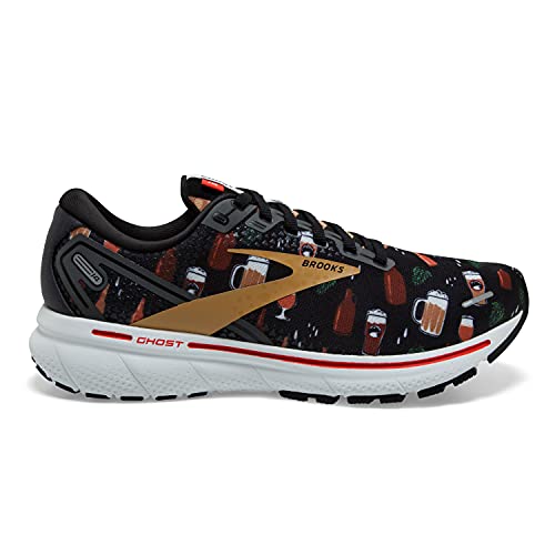 Brooks Women's Ghost 14 Neutral Running Shoe - Black/White/Fiery Red - 12 Medium