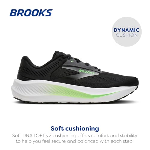 Brooks Men’s Anthem 8 Neutral Running Shoe - Black/Grey/Green - 8.5 Medium